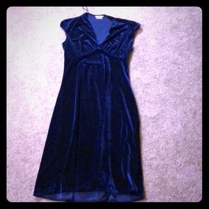 Navy blue velvet dress tea length 8
